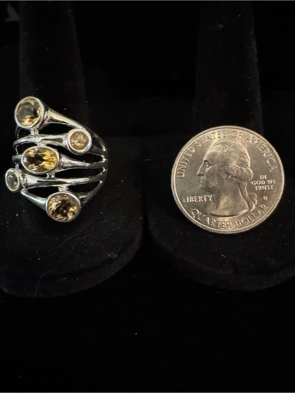Sterling Silver Multi-Stone Citrine Ring - Yellow‎ Gemstone Band